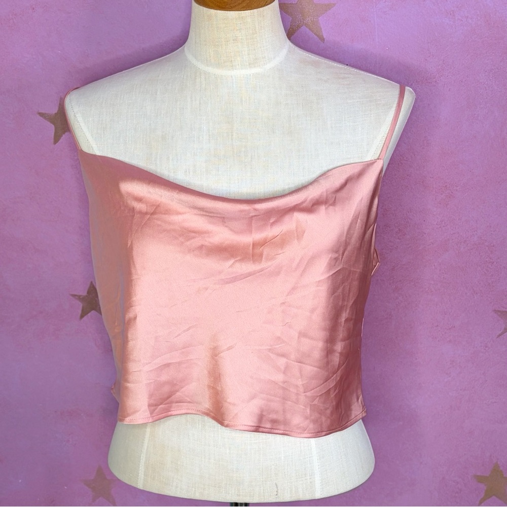 Park & Fifth Camisole Womens Large Pink Cropped Satin Feminine 90s Fairy Whimsy